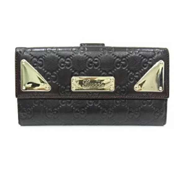 Gucci Handbags - Gucci Snap Closure Long Wallet Bi fold Guccissima Leather Brown